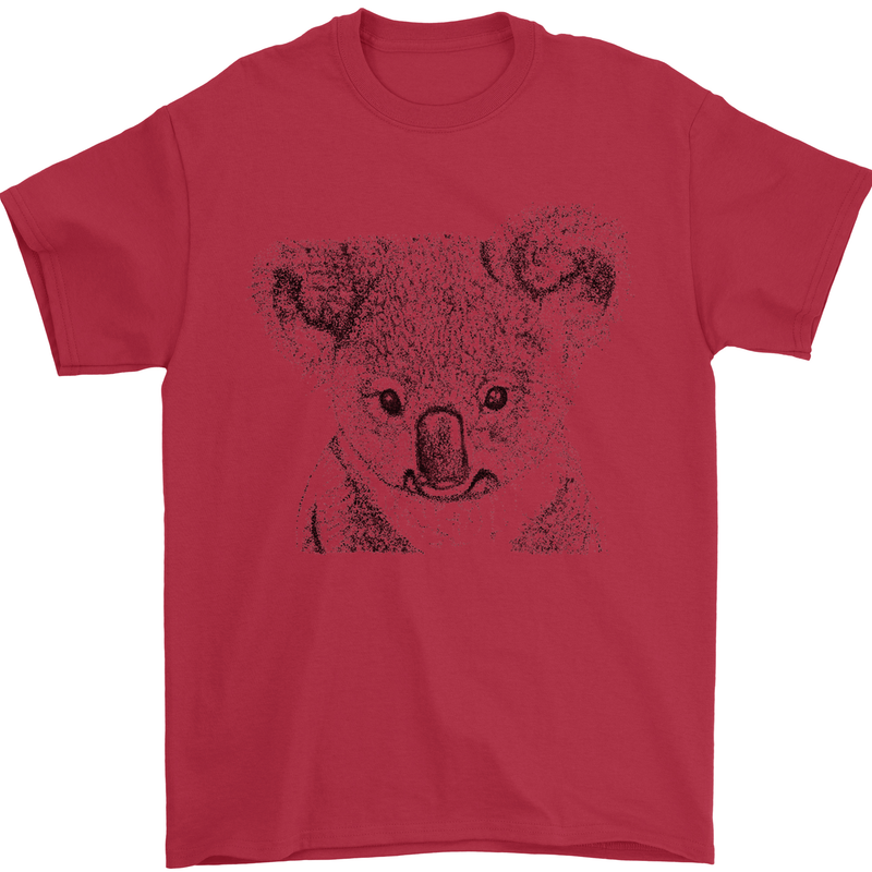 Koala Bear Sketch Ecology Environment Mens T-Shirt Cotton Gildan Red