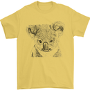 Koala Bear Sketch Ecology Environment Mens T-Shirt Cotton Gildan Yellow