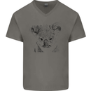 Koala Bear Sketch Ecology Environment Mens V-Neck Cotton T-Shirt Charcoal
