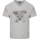 Koala Bear Sketch Ecology Environment Mens V-Neck Cotton T-Shirt Sports Grey