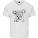 Koala Bear Sketch Ecology Environment Mens V-Neck Cotton T-Shirt White