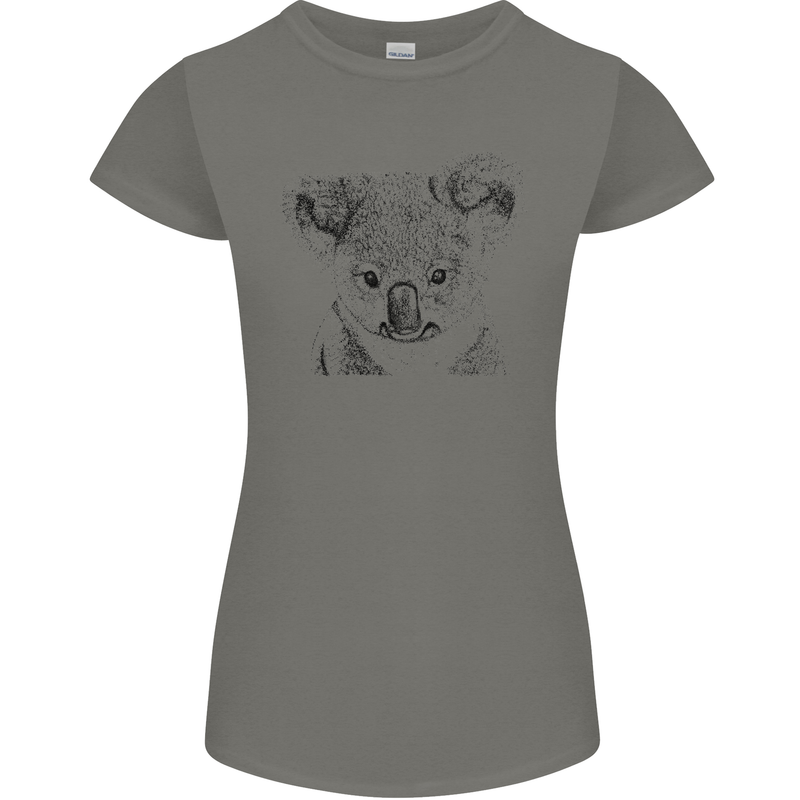 Koala Bear Sketch Ecology Environment Womens Petite Cut T-Shirt Charcoal