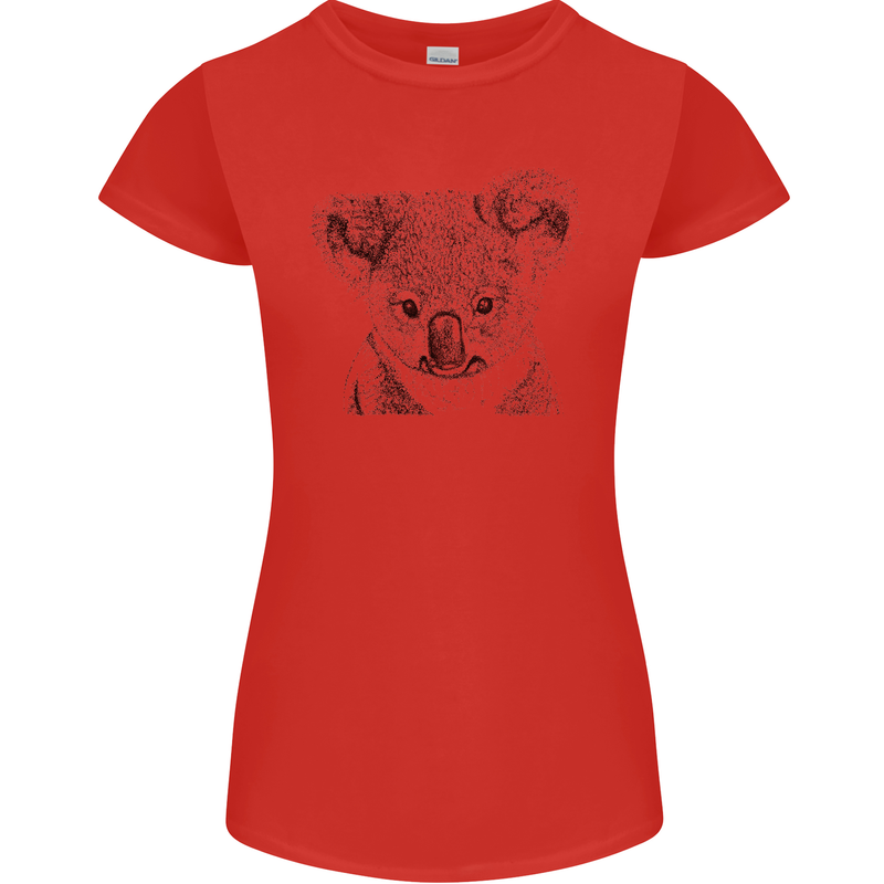 Koala Bear Sketch Ecology Environment Womens Petite Cut T-Shirt Red