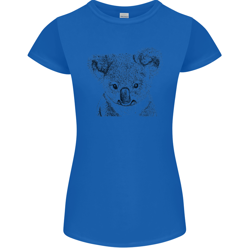Koala Bear Sketch Ecology Environment Womens Petite Cut T-Shirt Royal Blue