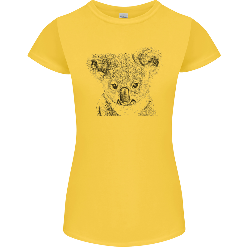 Koala Bear Sketch Ecology Environment Womens Petite Cut T-Shirt Yellow