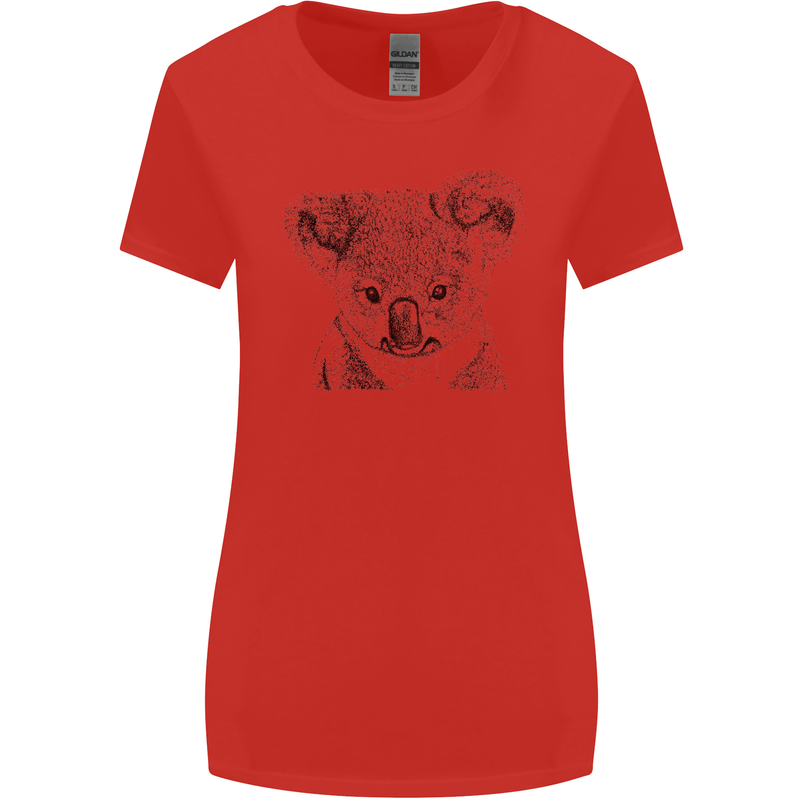 Koala Bear Sketch Ecology Environment Womens Wider Cut T-Shirt Red