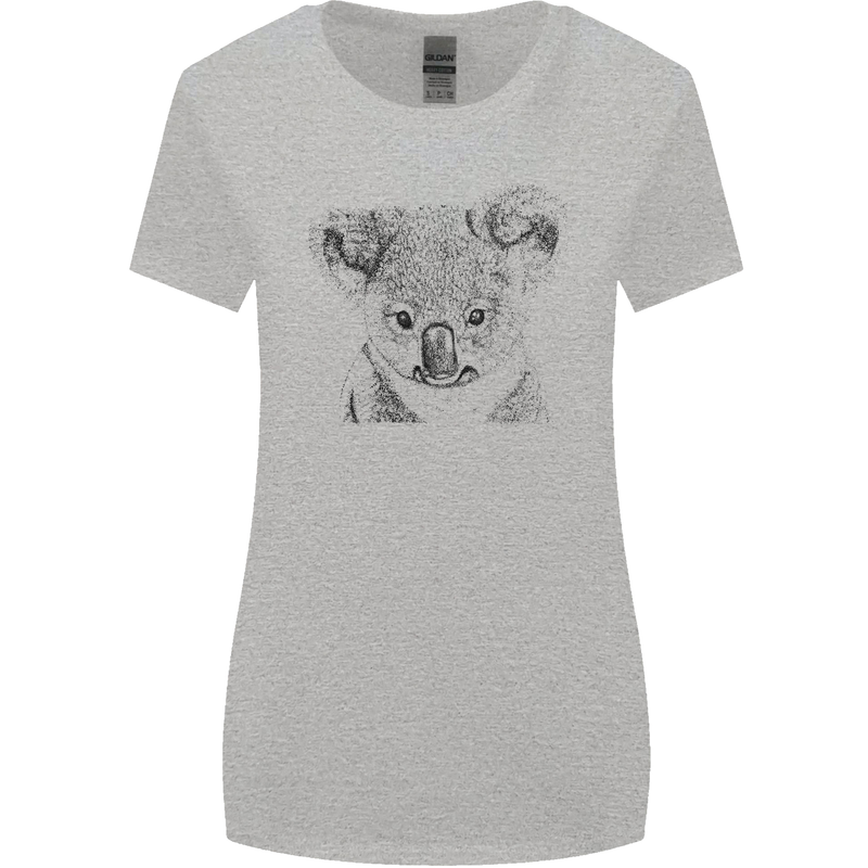 Koala Bear Sketch Ecology Environment Womens Wider Cut T-Shirt Sports Grey