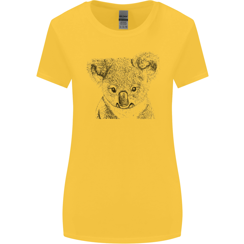Koala Bear Sketch Ecology Environment Womens Wider Cut T-Shirt Yellow