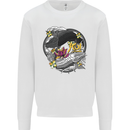 Koi Carp Yin and Yang Fish Pond Kids Sweatshirt Jumper White