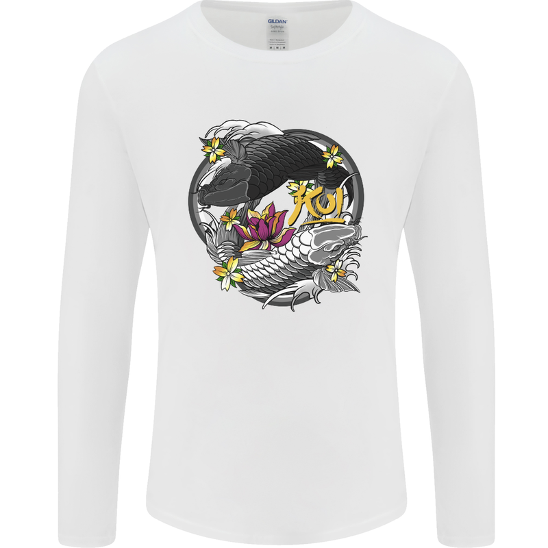 Koi Carp Yin and Yang Fish Pond Mens Long Sleeve T-Shirt White