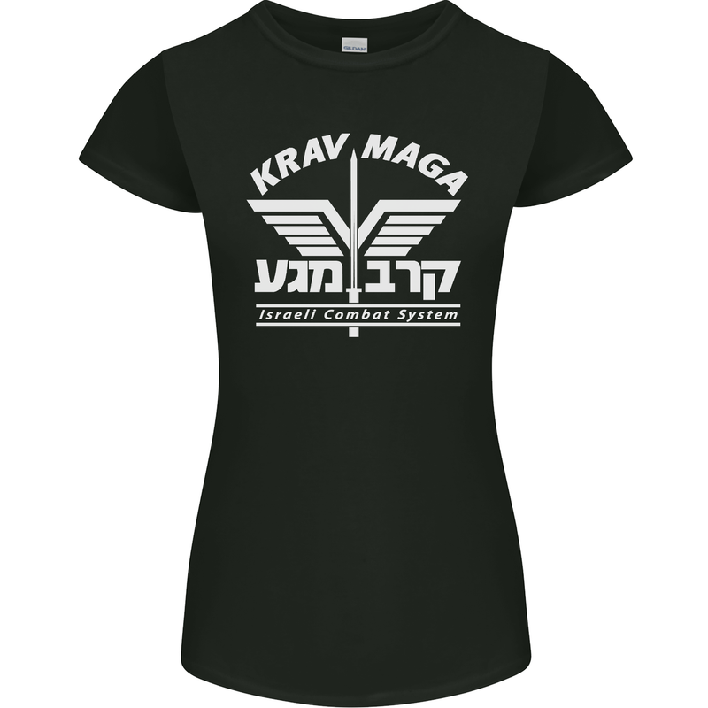 Krav Maga Israeli Defence System MMA Womens Petite Cut T-Shirt Black