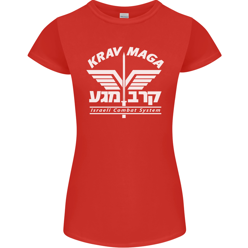 Krav Maga Israeli Defence System MMA Womens Petite Cut T-Shirt Red