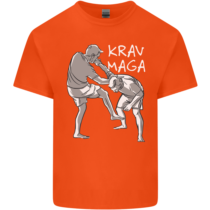 Krav Maga Mixed Martial Arts MMA Fighting Mens Cotton T-Shirt Tee Top Orange