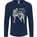 Krav Maga Mixed Martial Arts MMA Fighting Mens Long Sleeve T-Shirt Navy Blue