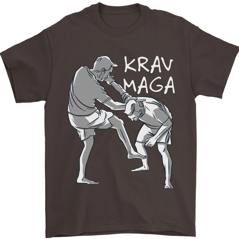 Krav Maga Mixed Martial Arts MMA Fighting Mens T-Shirt Cotton Gildan Dark Chocolate