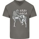 Krav Maga Mixed Martial Arts MMA Fighting Mens V-Neck Cotton T-Shirt Charcoal