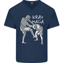 Krav Maga Mixed Martial Arts MMA Fighting Mens V-Neck Cotton T-Shirt Navy Blue