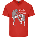 Krav Maga Mixed Martial Arts MMA Fighting Mens V-Neck Cotton T-Shirt Red