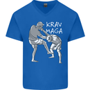 Krav Maga Mixed Martial Arts MMA Fighting Mens V-Neck Cotton T-Shirt Royal Blue