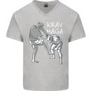 Krav Maga Mixed Martial Arts MMA Fighting Mens V-Neck Cotton T-Shirt Sports Grey