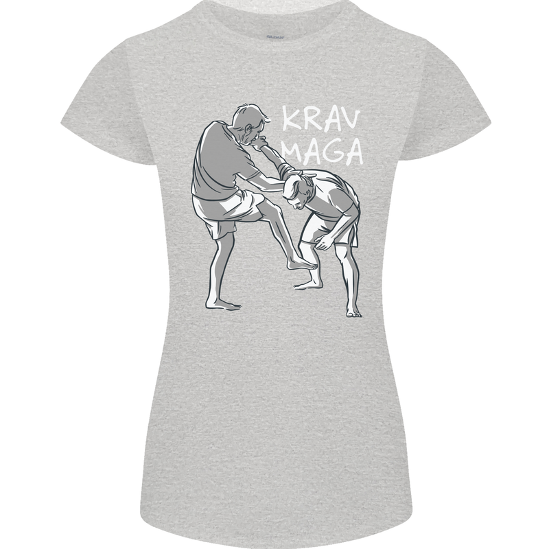 Krav Maga Mixed Martial Arts MMA Fighting Womens Petite Cut T-Shirt Sports Grey