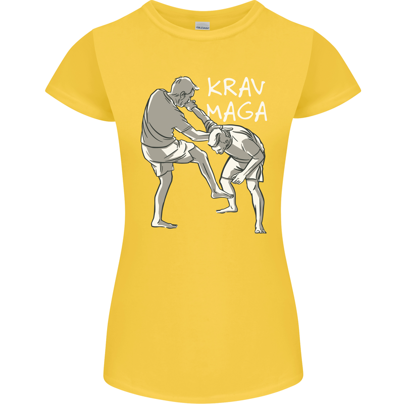 Krav Maga Mixed Martial Arts MMA Fighting Womens Petite Cut T-Shirt Yellow