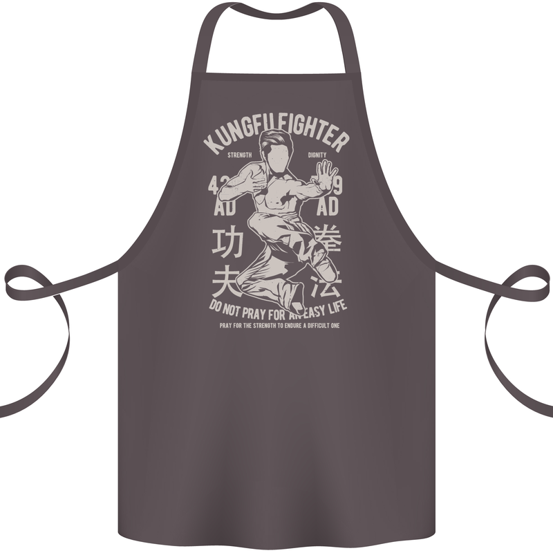Kung Fu Fighter Mixed Martial Arts MMA Cotton Apron 100% Organic Dark Grey
