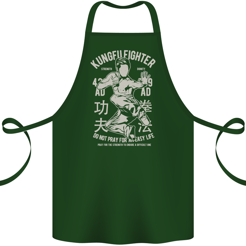 Kung Fu Fighter Mixed Martial Arts MMA Cotton Apron 100% Organic Forest Green