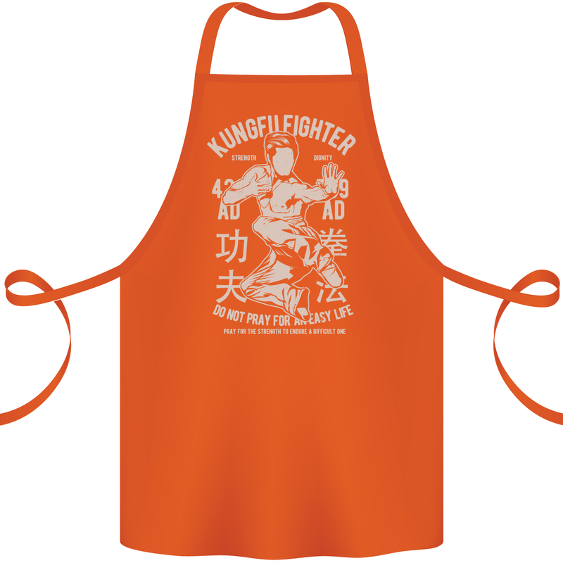 Kung Fu Fighter Mixed Martial Arts MMA Cotton Apron 100% Organic Orange