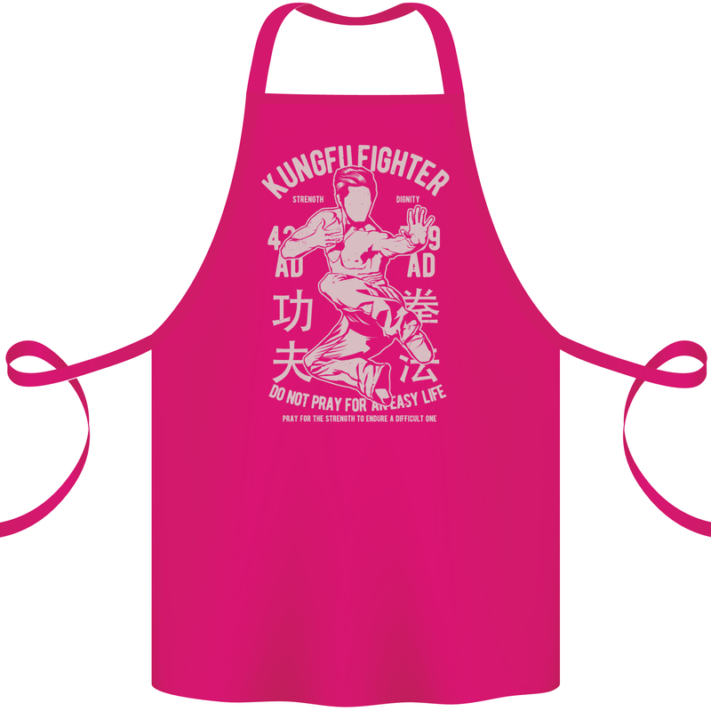 Kung Fu Fighter Mixed Martial Arts MMA Cotton Apron 100% Organic Pink