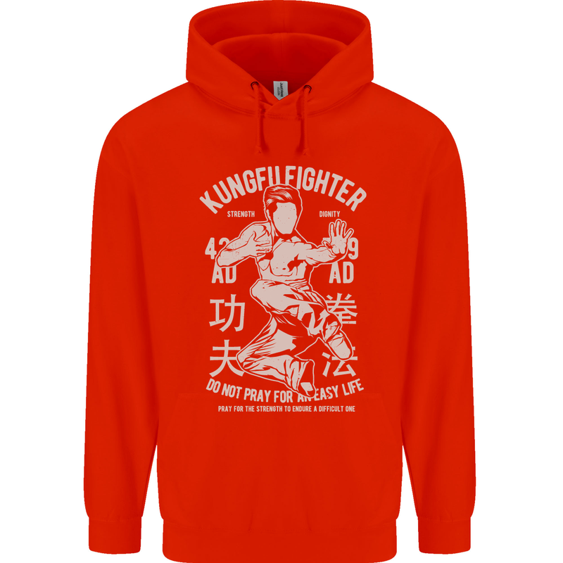 Kung Fu Fighter Mixed Martial Arts MMA Mens 80% Cotton Hoodie Bright Red