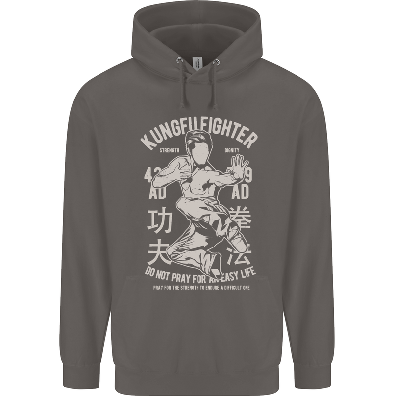 Kung Fu Fighter Mixed Martial Arts MMA Mens 80% Cotton Hoodie Charcoal