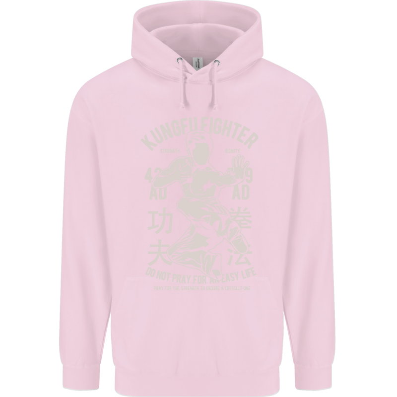 Kung Fu Fighter Mixed Martial Arts MMA Mens 80% Cotton Hoodie Light Pink