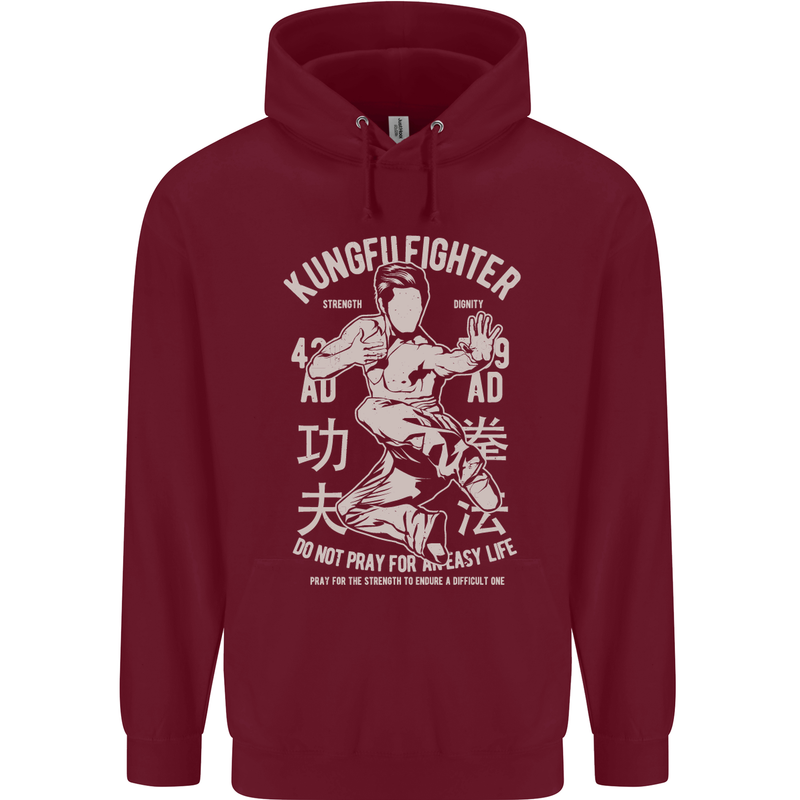 Kung Fu Fighter Mixed Martial Arts MMA Mens 80% Cotton Hoodie Maroon