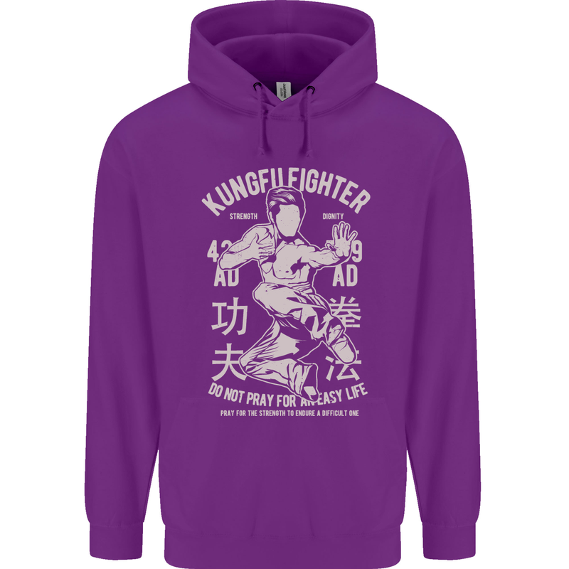 Kung Fu Fighter Mixed Martial Arts MMA Mens 80% Cotton Hoodie Purple