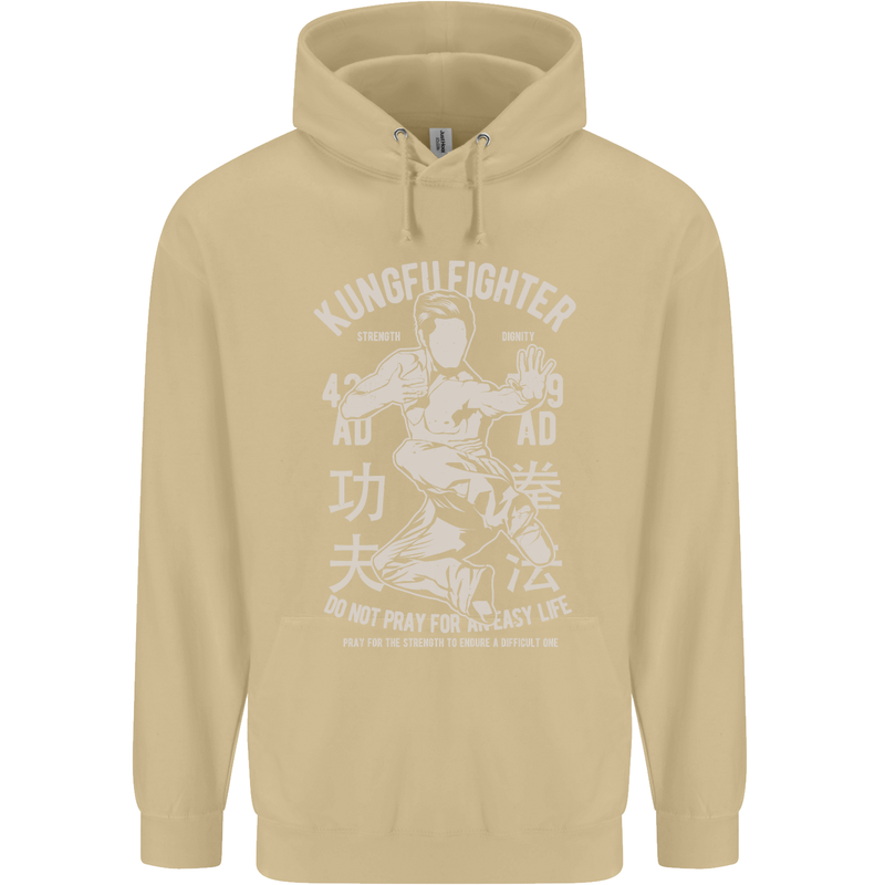 Kung Fu Fighter Mixed Martial Arts MMA Mens 80% Cotton Hoodie Sand