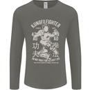 Kung Fu Fighter Mixed Martial Arts MMA Mens Long Sleeve T-Shirt Charcoal