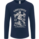 Kung Fu Fighter Mixed Martial Arts MMA Mens Long Sleeve T-Shirt Navy Blue