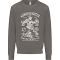 Kung Fu Fighter Mixed Martial Arts MMA Mens Sweatshirt Jumper Charcoal