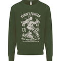 Kung Fu Fighter Mixed Martial Arts MMA Mens Sweatshirt Jumper Forest Green