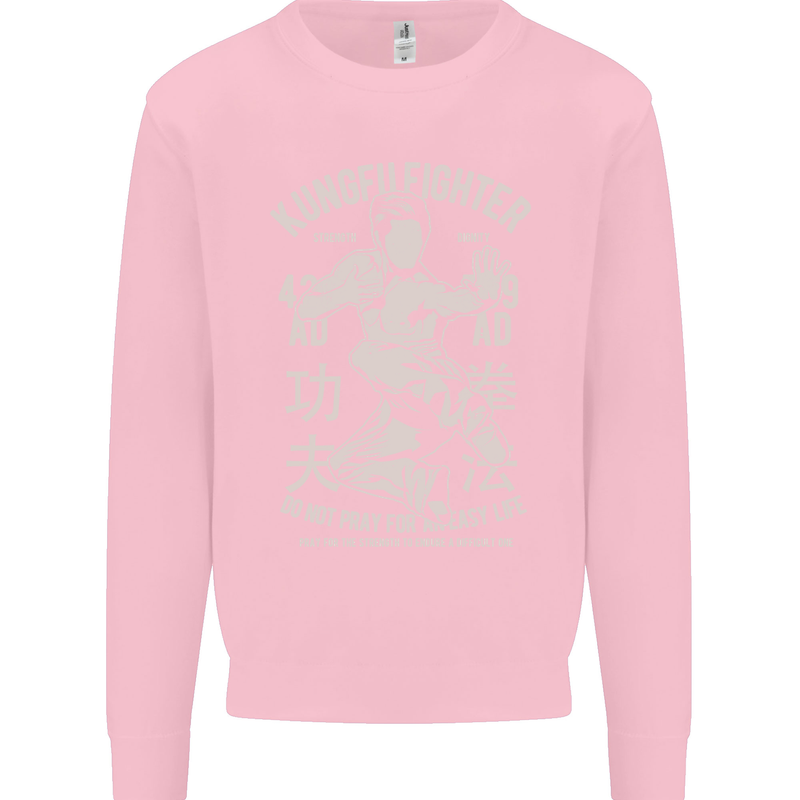 Kung Fu Fighter Mixed Martial Arts MMA Mens Sweatshirt Jumper Light Pink