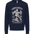 Kung Fu Fighter Mixed Martial Arts MMA Mens Sweatshirt Jumper Navy Blue
