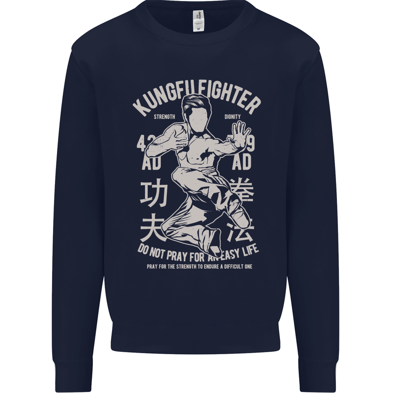 Kung Fu Fighter Mixed Martial Arts MMA Mens Sweatshirt Jumper Navy Blue
