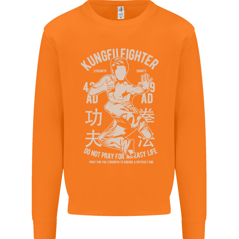 Kung Fu Fighter Mixed Martial Arts MMA Mens Sweatshirt Jumper Orange
