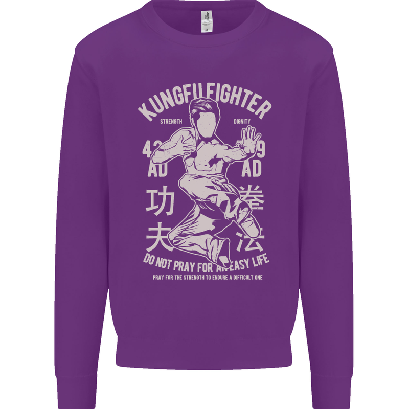 Kung Fu Fighter Mixed Martial Arts MMA Mens Sweatshirt Jumper Purple