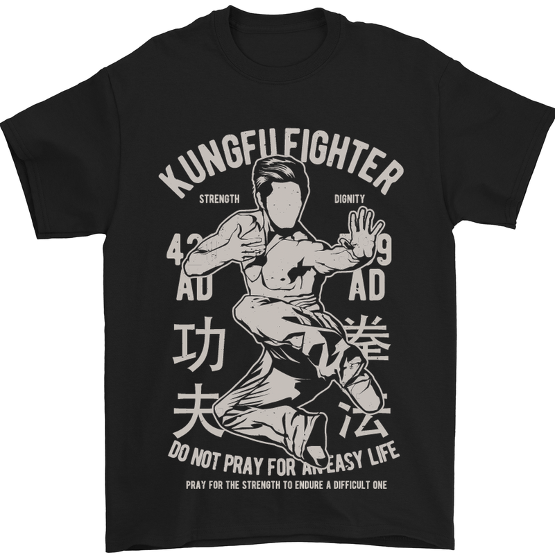 Kung Fu Fighter Mixed Martial Arts MMA Mens T-Shirt Cotton Gildan Black