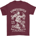Kung Fu Fighter Mixed Martial Arts MMA Mens T-Shirt Cotton Gildan Maroon