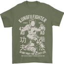 Kung Fu Fighter Mixed Martial Arts MMA Mens T-Shirt Cotton Gildan Military Green