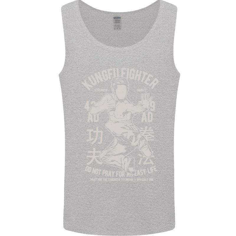 Kung Fu Fighter Mixed Martial Arts MMA Mens Vest Tank Top Sports Grey