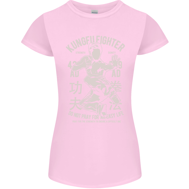 Kung Fu Fighter Mixed Martial Arts MMA Womens Petite Cut T-Shirt Light Pink
